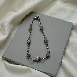 Vintage Silver and Gray Beaded Bracelet